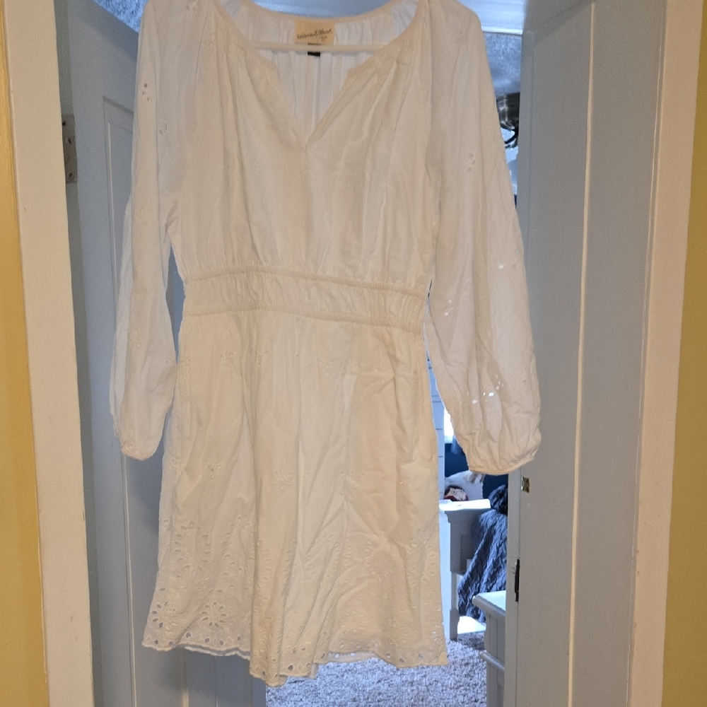 Universal Thread White Long Sleeve Eyelet Mini Dress